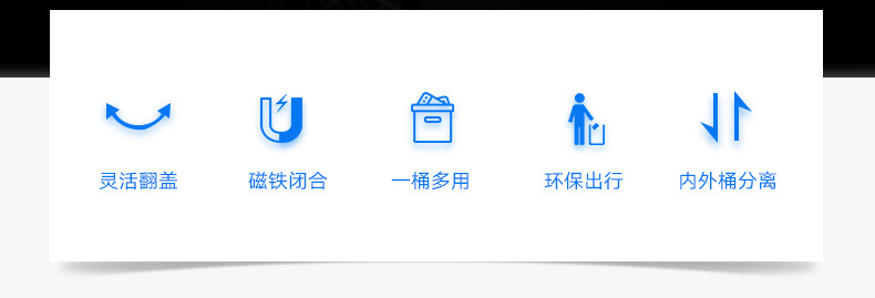 【中国直邮】RAMBLE 车载垃圾桶 13*8*16.5cm 黑色 1件 全革款 悬挂置物盒 多功能收纳箱  