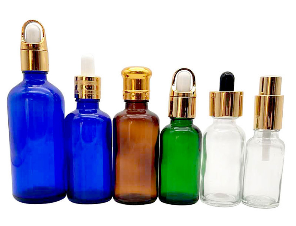 5-100ML透明玻璃精油瓶 白胶金圈 滴管瓶 包装瓶化妆品包材现货