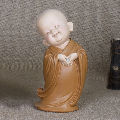 创意家居装饰小和尚禅意树脂摆件结婚庆礼品酒柜电视柜客厅办公室|ru