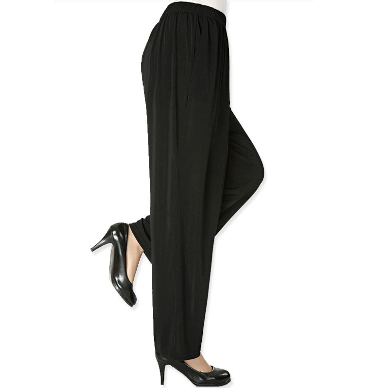 1183 брюки для мам летние ледяные крутые брюки тонкие женские брюки среднего возраста эластичные повседневные брюки с завышенной талией Новые прямые