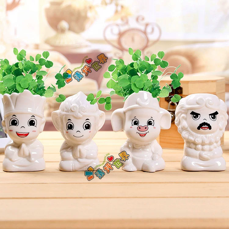 Офисное мини-растение «Путешествие на Запад» в горшке, посадка зеленой травы, детская садовая фасоль Baozi, крутое выражение