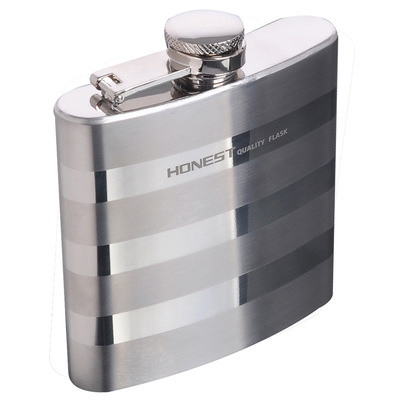 百誠酒壺 隨身便攜式 小酒壺 304不鏽鋼酒壺 6盎司條紋 戶外 禮盒