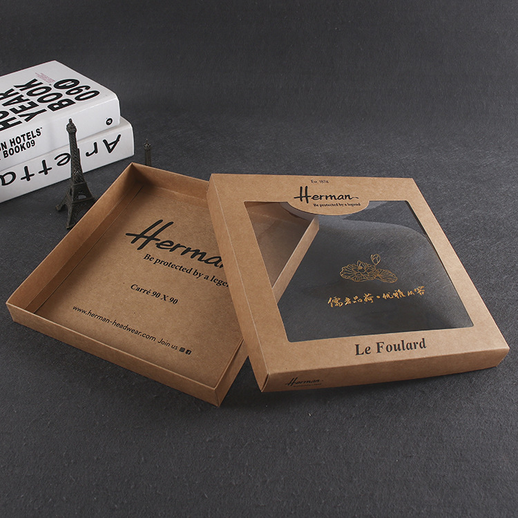 天地盖内衣袜子饰品盒包装牛皮纸丝巾头饰盒开窗纸盒礼盒开窗礼盒