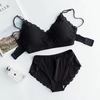 Summer lace wireless bra, thin underwear, set, cotton sports bra