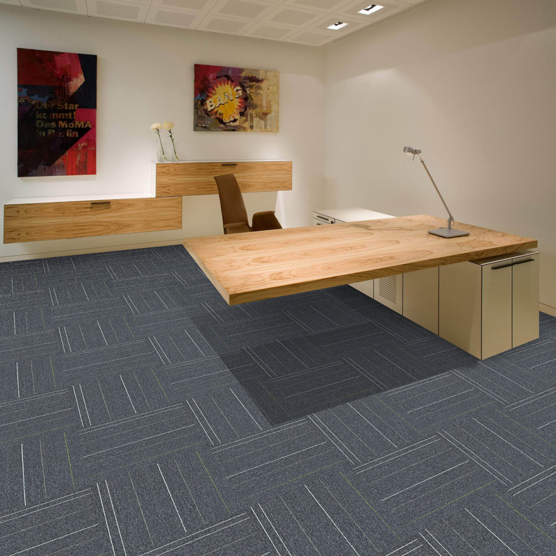 华德huade欧美条纹拼块方块毯50厘米PVC底拼接卧室教室会议室满铺|ms