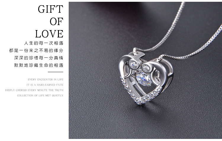 Hollow Heart Inlaid Zircon S925 Silver Necklace Pendant No Chain display picture 4