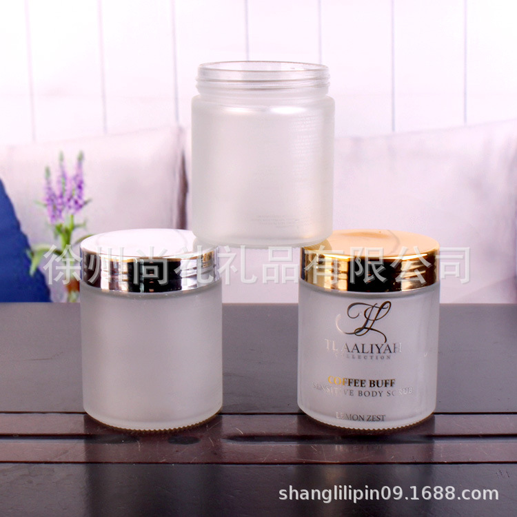 厂家供应圆柱形 蒙砂丝印100毫升   膏霜瓶 化妆品分装玻璃瓶