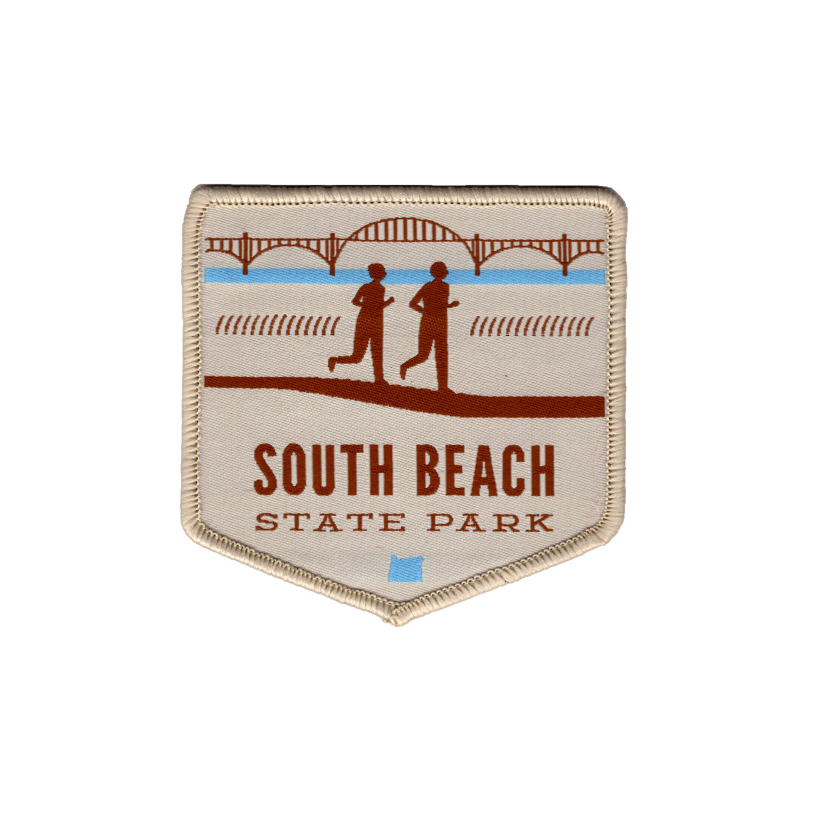 英文织唛批发 SOUTH BEACH 米色五边形织唛 服装商标