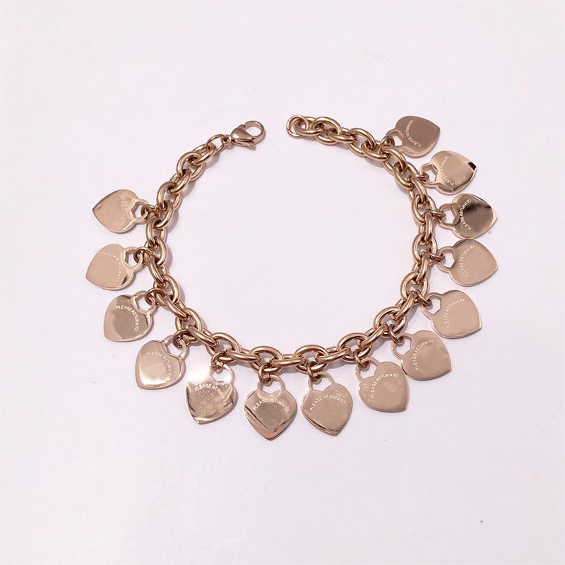Holiday Occasion 316L Stainless Steel Material Heart Shape Pattern PVD Coated 14K Real Gold Plated 18K Real Gold Plated 24K Real Gold Plated Heart Shape 304 Stainless Steel 316L Stainless Steel  316 Stainless Steel  Basic Classic Style Plating Bracelets