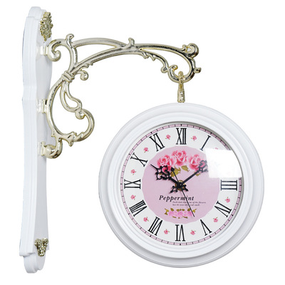 8寸双面钟石英钟表时尚欧式简约休闲地中海创意艺术扫秒静音挂钟|ms