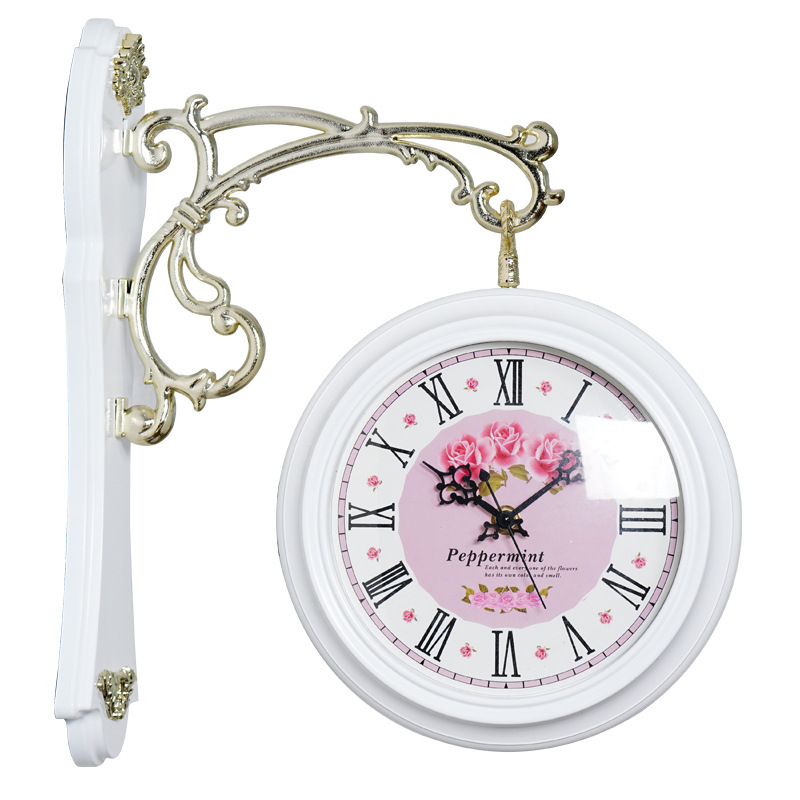 8寸双面钟石英钟表时尚欧式简约休闲地中海创意艺术扫秒静音挂钟|ms