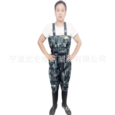 summer Fishing lures adult Conjoined camouflage Launching pants nylon ventilation Waterproof clothing wear-resisting non-slip Launching jacket