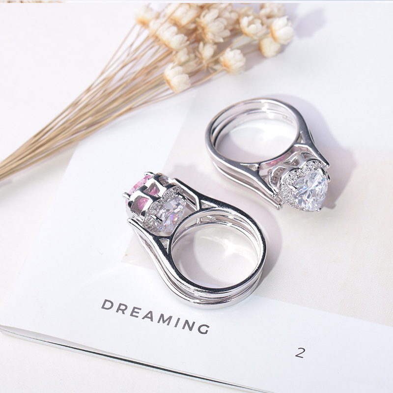 Fashion Geometric Sterling Silver Inlay Artificial Gemstones Rings