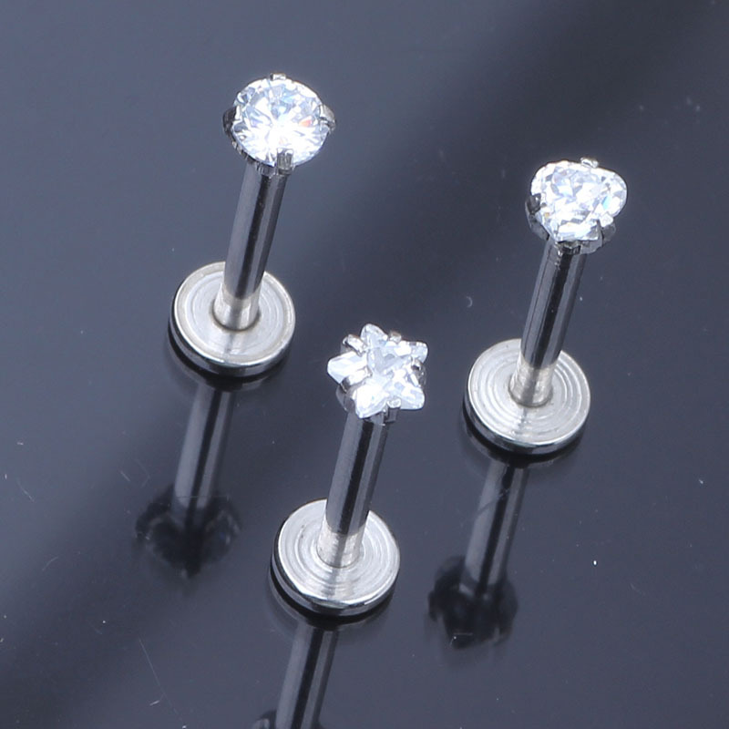 Pointed labret stud close-up product detail