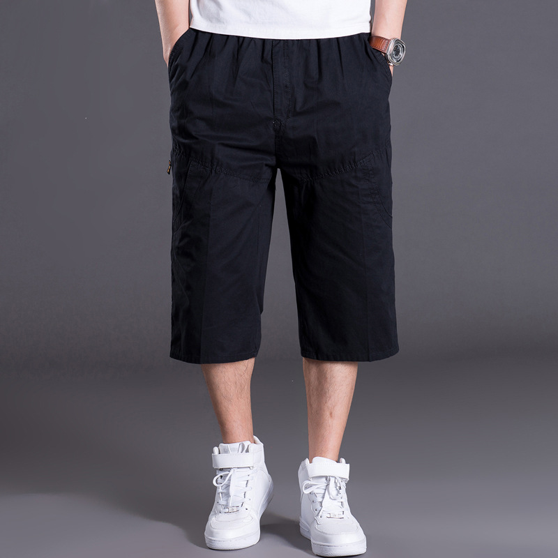 Summer fat guy shorts multi-pocket casual 7-point pants plus fat plus size men's fat overalls thin 662 P45