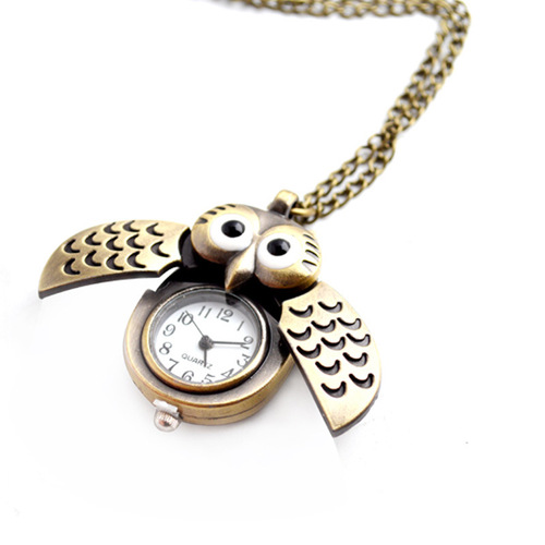 Boshiya new pocket watch wholesale small owl quartz pocket watch unisex casual necklace pocket watch