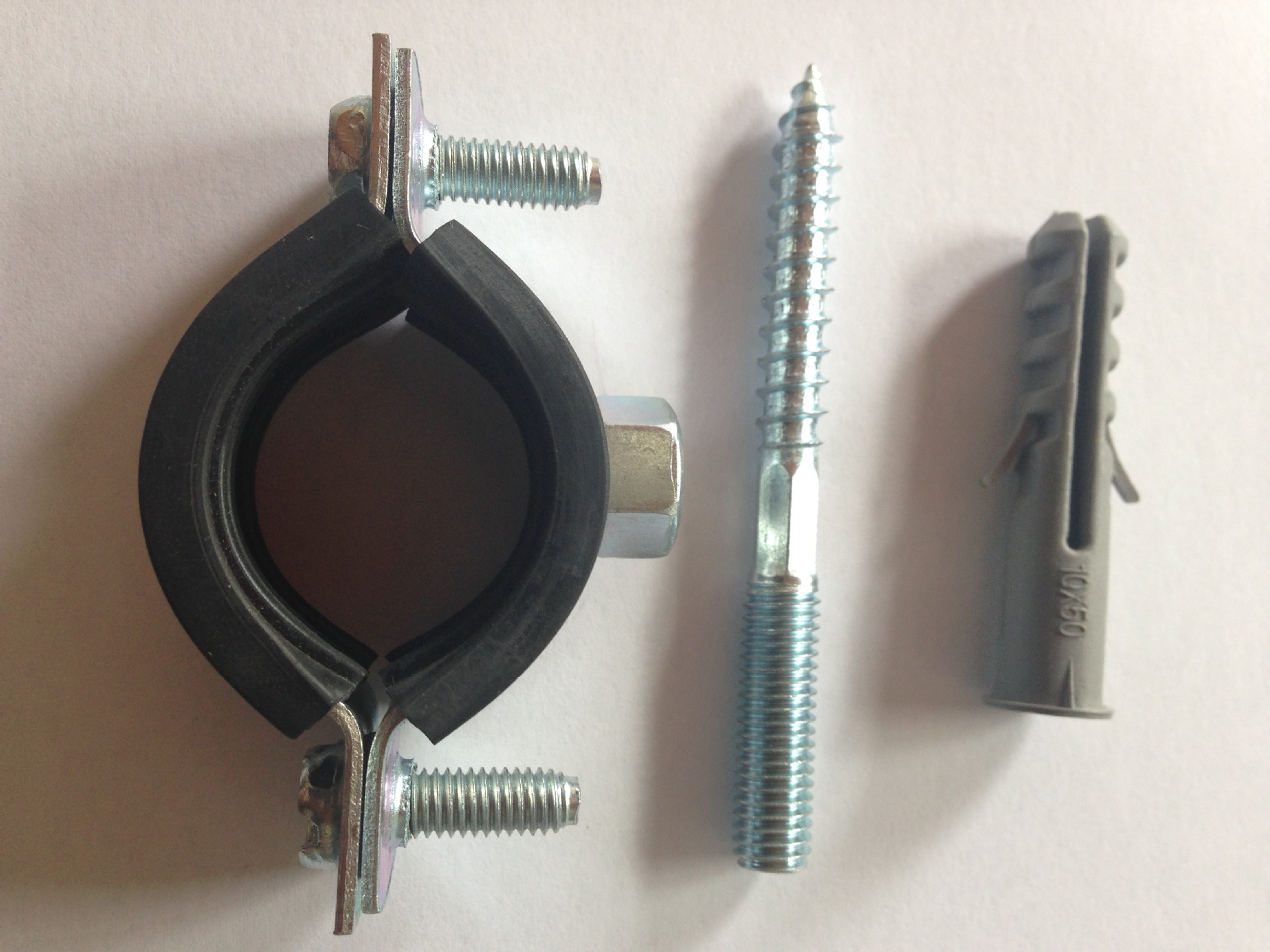 供应喉箍重型M8带胶(带双牙钉喉箍)蓝白锌