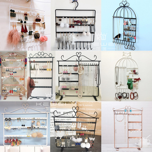 Iron craft earring holder, wall-mounted earring storage rack, necklace accessory display stand, home jewelry rack, display prop