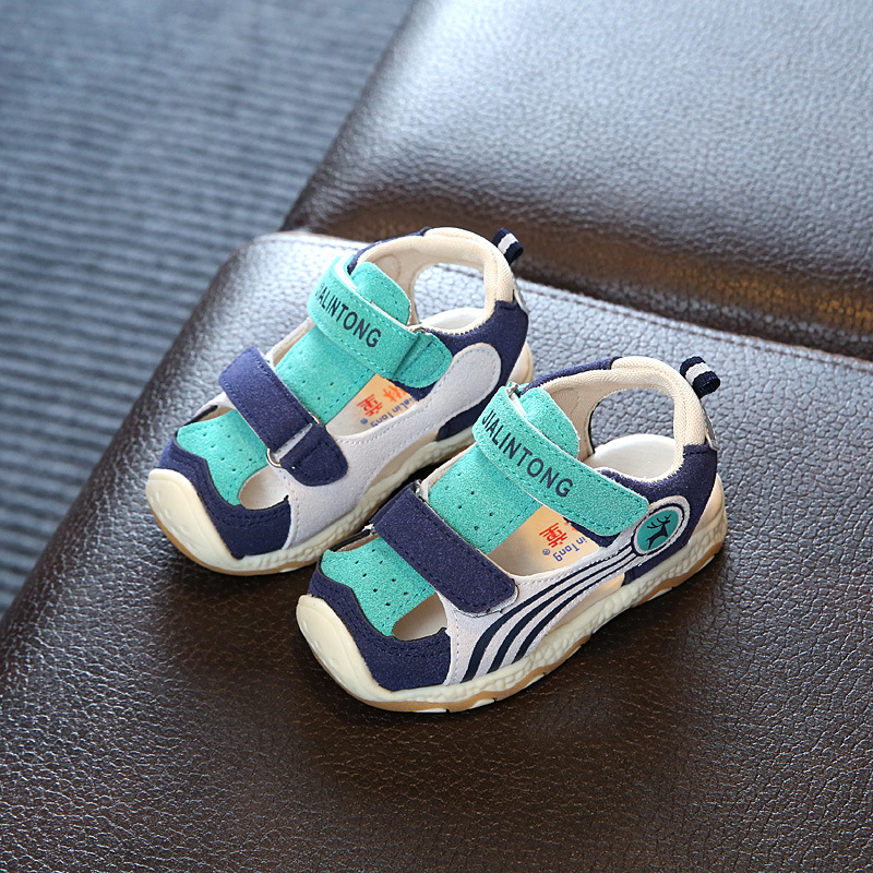 夏季新款儿童运动凉鞋韩版时尚女童机能鞋牛筋软底男童凉鞋包头
