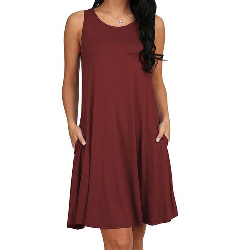 wishebay Western and European Summer and Autumn Crew Neck Blouse Dress T-shirt Dress Women