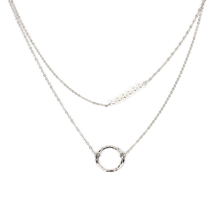 7g Weight Necklace Classification Women'S Gender Gold, Silver Color Fashion Geometric Pearl Multi-layer Copper Necklace Wholesale 4