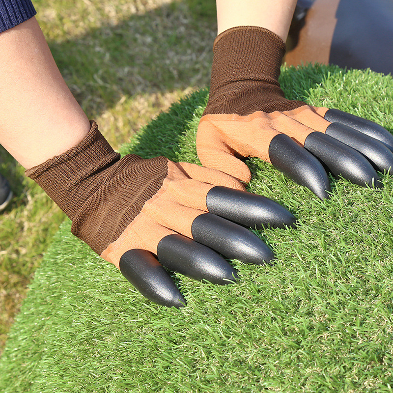 生产加工双爪子园艺手套 园林种植手套挖土护手劳保手套橡胶手套|ms