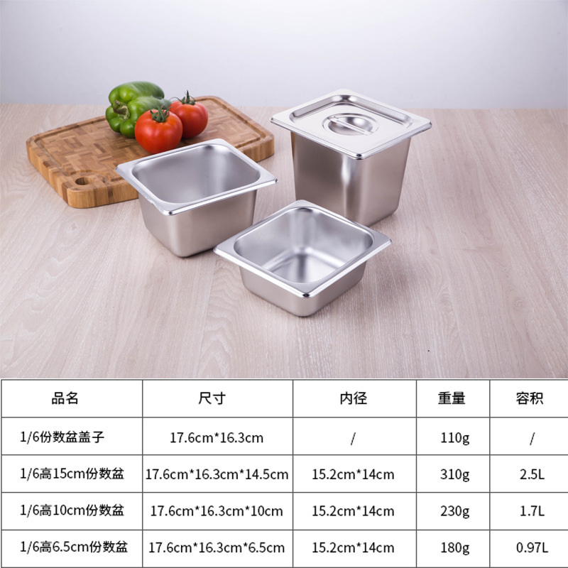 厂家直销 不锈钢份数盆加厚方盘长方形盆食物盆酒店食堂自助餐盆-阿里巴巴
