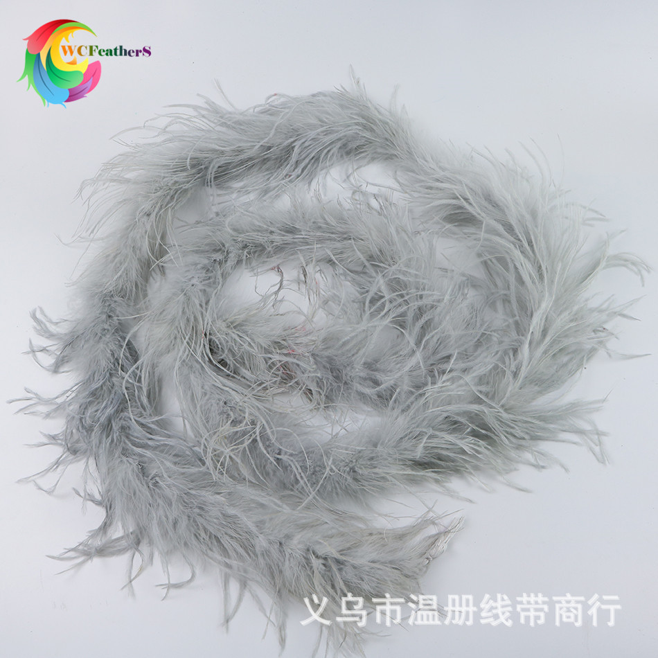 温册羽毛厂家现货热销彩色鸵鸟毛围巾毛条鸵鸟毛毛条服装辅料2米详情图13