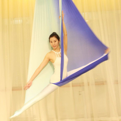New nylon material colorful gradient yoga hammock cloth material brilliant color flying colorful cloth hammock