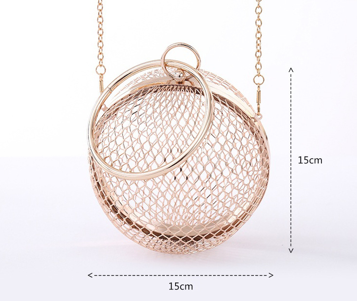 Metal Ball Hollow Round Clutch Evening Bag display picture 3