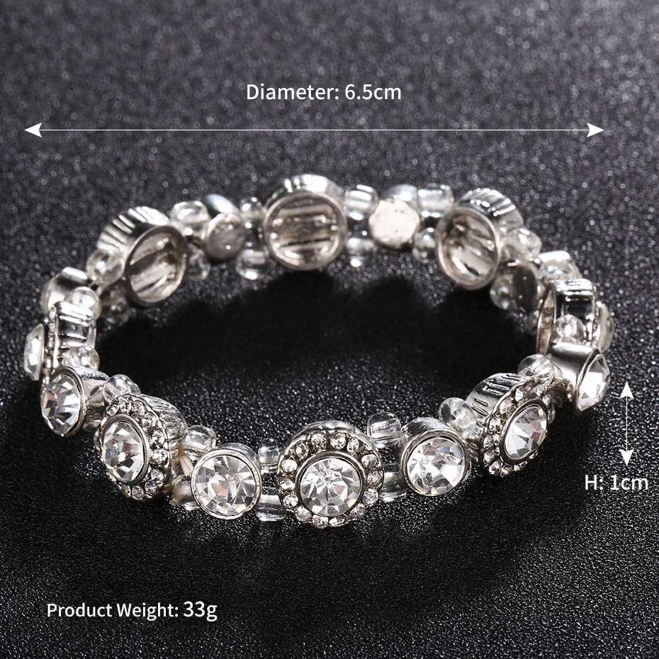 Hot Selling Fashion Alloy Rhinestone Elastic Bridal Bracelet Wholesale display picture 6