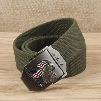 鹰款合金扣头帆布腰带男女户外休闲编织腰带  个性可定制厂家批发