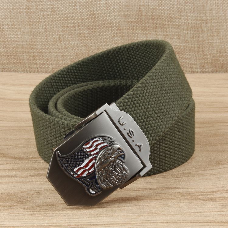 鹰款合金扣头帆布腰带男女户外休闲编织腰带  个性可定制厂家批发