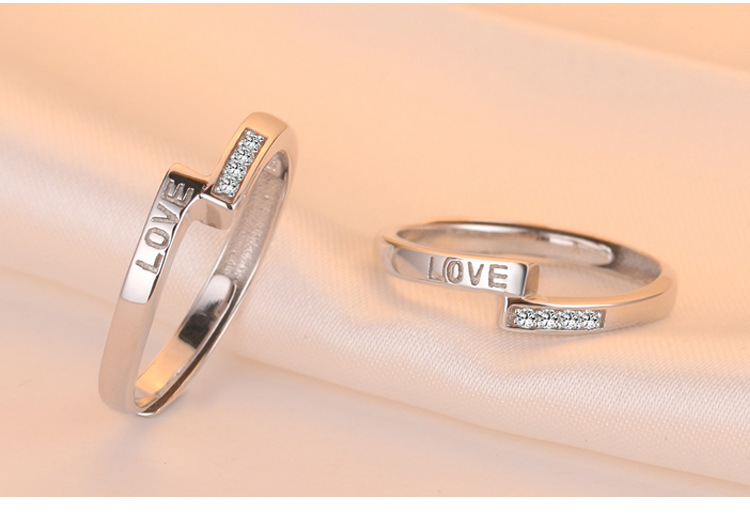 Fashion S925 Silver Ring Zircon Opening Adjustable Simple Ring display picture 4