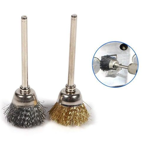 Wire brush copper wire brush metal rust removal wheel with handle wire wheel brush T-shaped polishing brush cross-border combination set