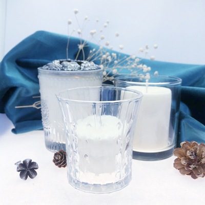 欧式浮雕花纹玻璃杯钻石创意香薰蜡烛杯烛台伴手礼辅助燃烧聪明盖|ru