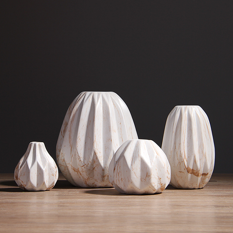 Nórdico marbling florero de cerámica hogar creativo decoración suave sala de estar modelo TV gabinete decoración al por mayor
