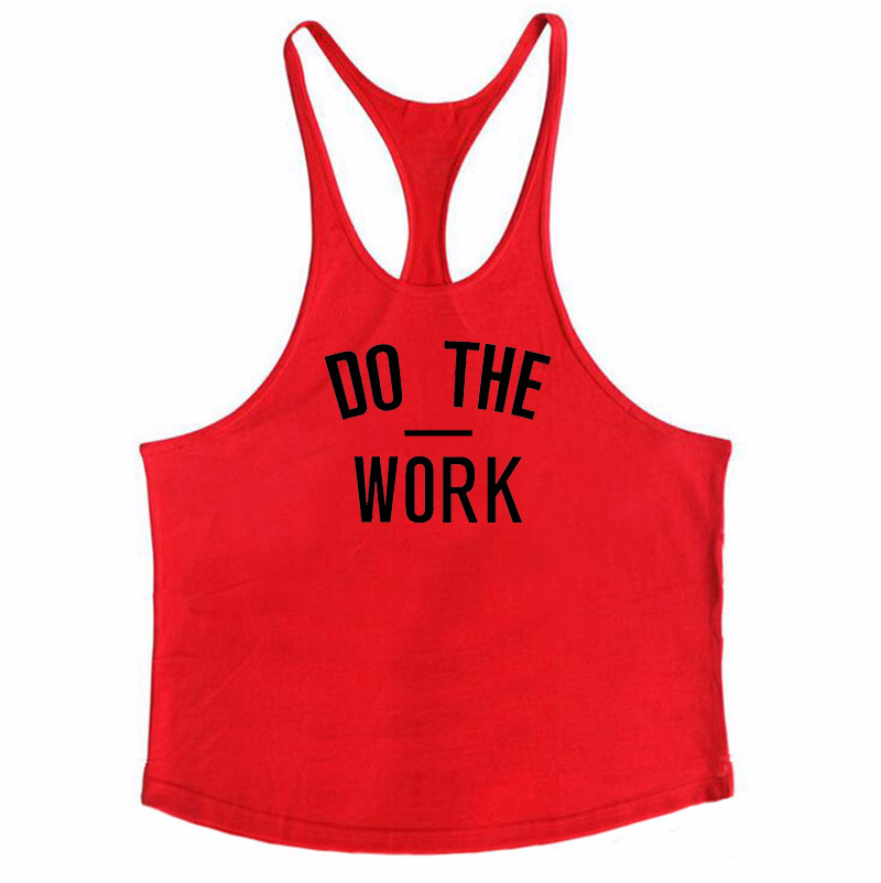Impresión popular de la letra HACEN EL TRABAJO músculo fitness chaleco ejercicio profundo excavación algodón deportes chaleco en forma de I para hombres