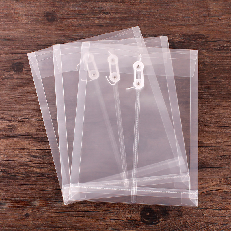 Factory wholesale PP Plastic A4 three-dimensional Twine Kit transparent file Portfolio logo