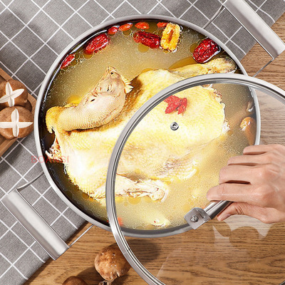 304食品级不锈钢火锅三层复合钢加厚汤煲锅平底锅大容量家用锅具