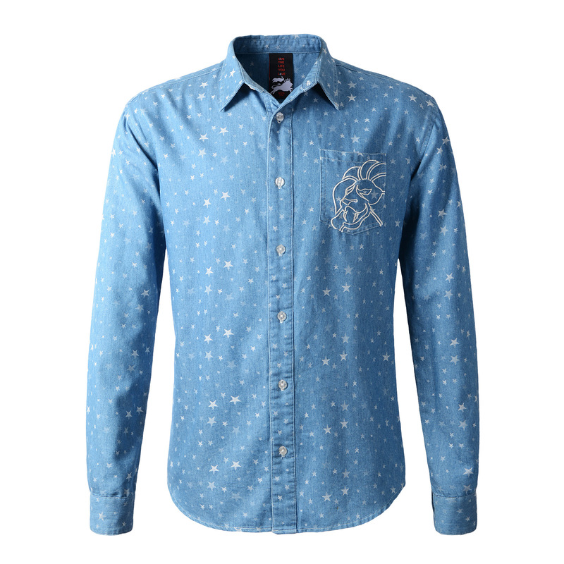 Men's denim shirt solid color trend men's shirt high-grade woven Tao factory samples to map custom