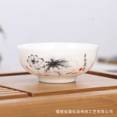 Một loạt các màu trắng cốc gốm trà chén kung fu phù hợp với cao nhà đơn giản sứ màu xanh và trắng chè chén nỗ lực Bộ cốc