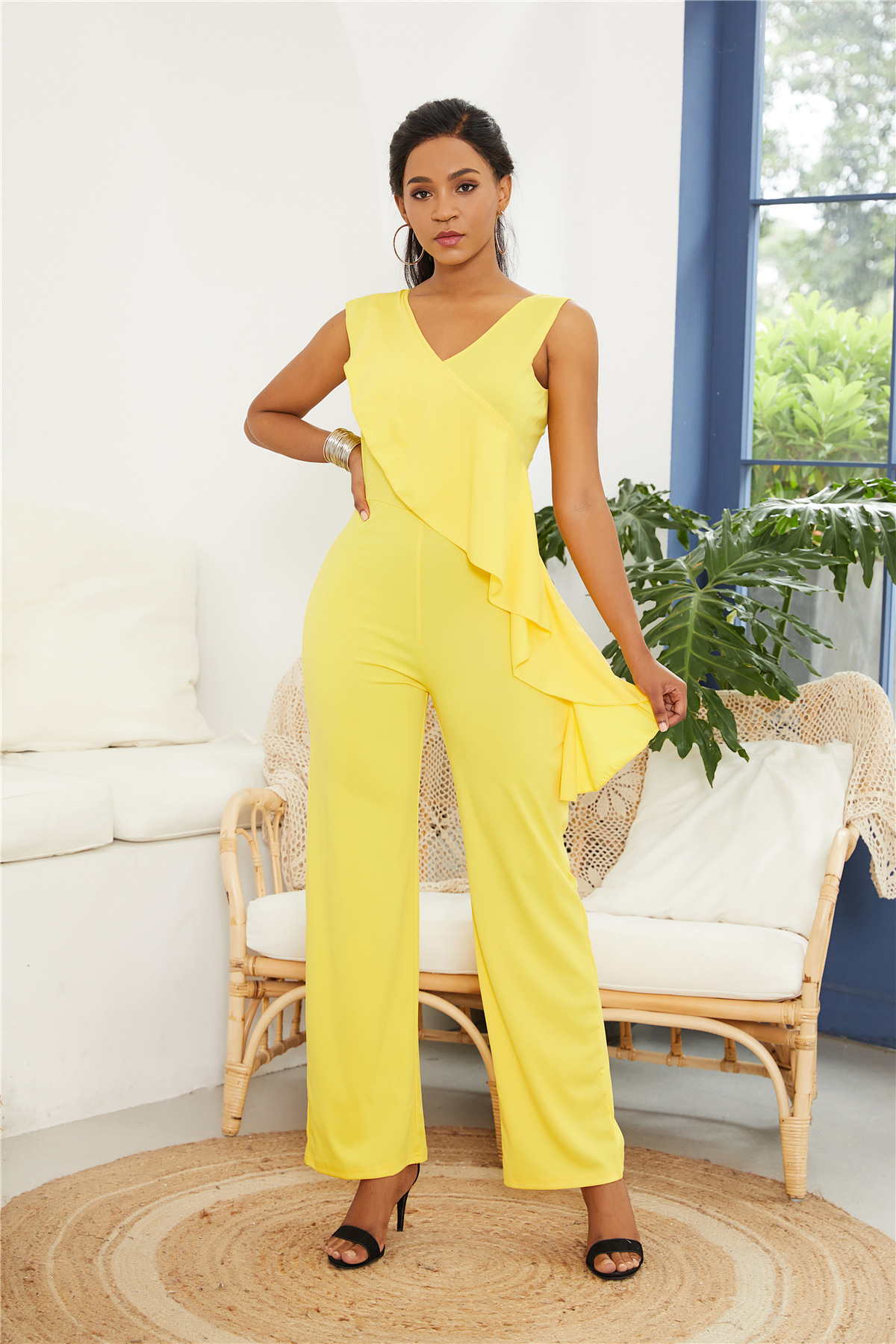 Slim Sleeveless Ruffled Jumpsuit NSLM29560