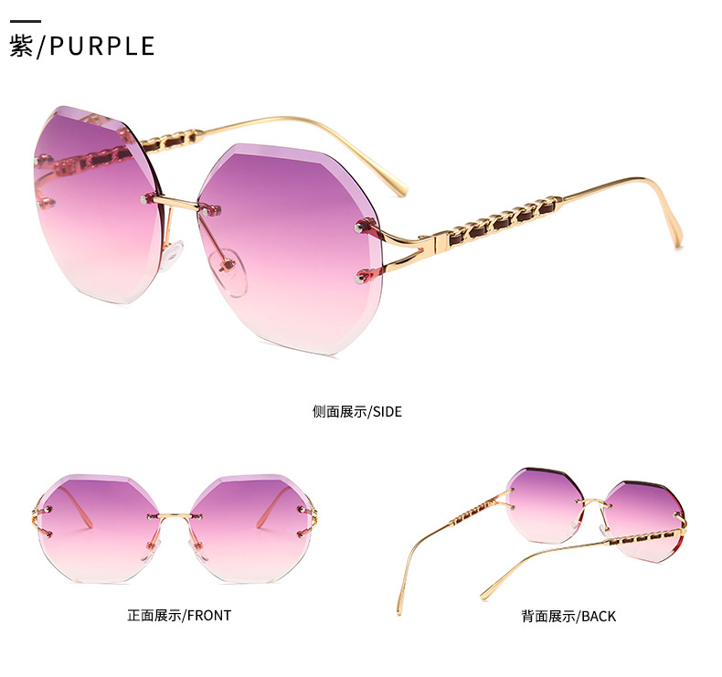 Frameless Diamond Cut Rope Imitation Leather Decorative Modern Retro Sunglasses display picture 4