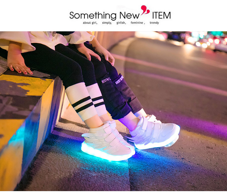 2024 Ala per bambini Primavera, Autunno, Inverno Luminescente colorato per ragazzi e ragazze Scarpe luminose notturne ricaricabili a LED_voghion.com