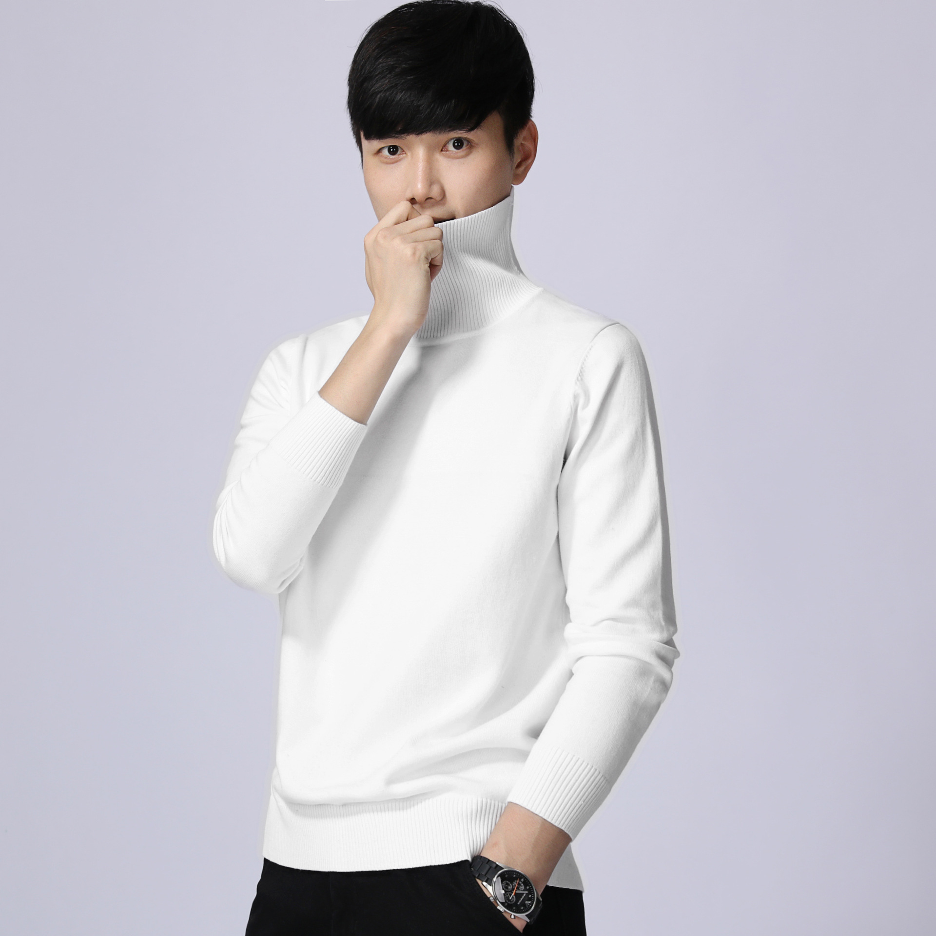 工廠直銷2018新款秋冬高領打底毛衣男韓版男式保暖針織衫長袖加厚