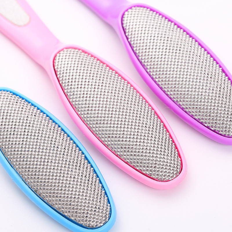 椭圆塑料柄双面搓脚板 不锈钢去死皮磨脚修脚去老茧工具指甲锉