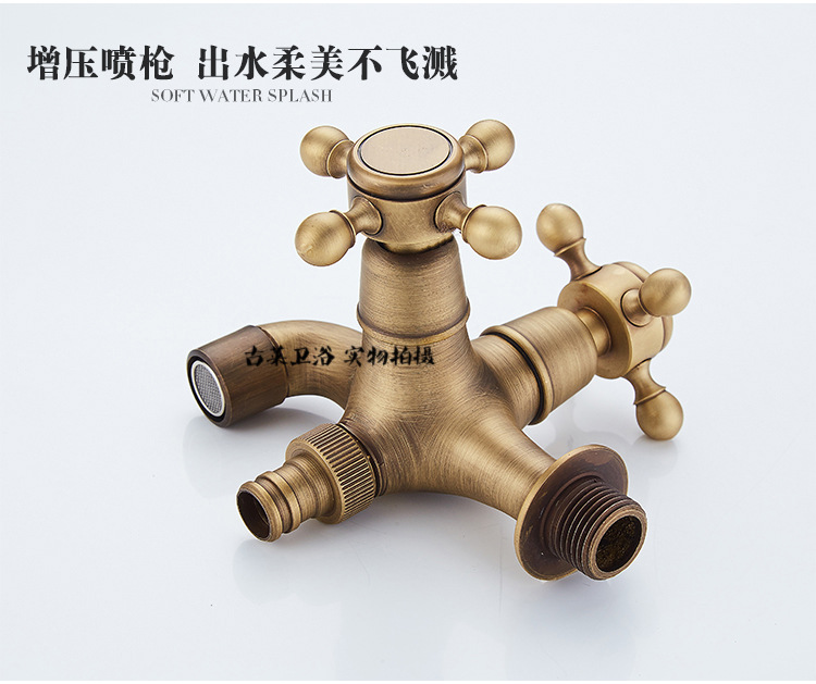All-copper antique washing machine faucet, extended single-cooling European-style built-in mop sink, 4-minute and 6-minute faucet with spray gun undefined