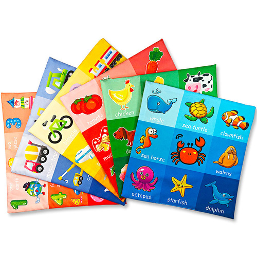 Baby nine-square grid newspaper cloth book early education ringing paper tear-resistant cloth book 0-3 years old BB toy ringing paper cloth book