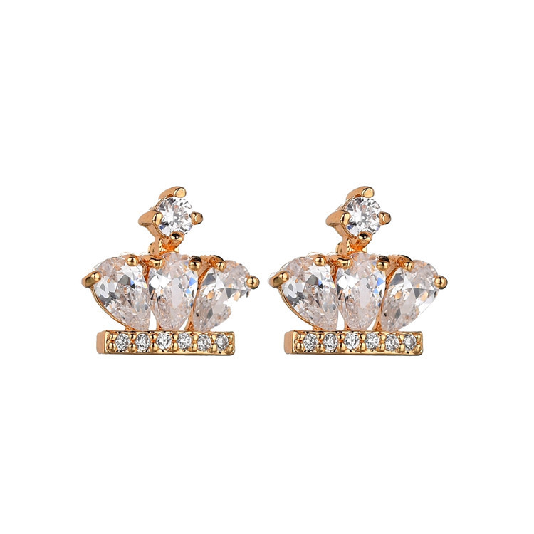 5g Weight Water Plating Gold Plating Process Copper Ear Needle Material 18K Gold Plated, White Gold Plated Plating Material Zircon Inlay Material Ear Studs Classification 1 Pair Quantity 1 Pair Princess Crown Plating Inlay Copper Alloy Zircon 18K Gold Plated White Gold Plated Ear Studs